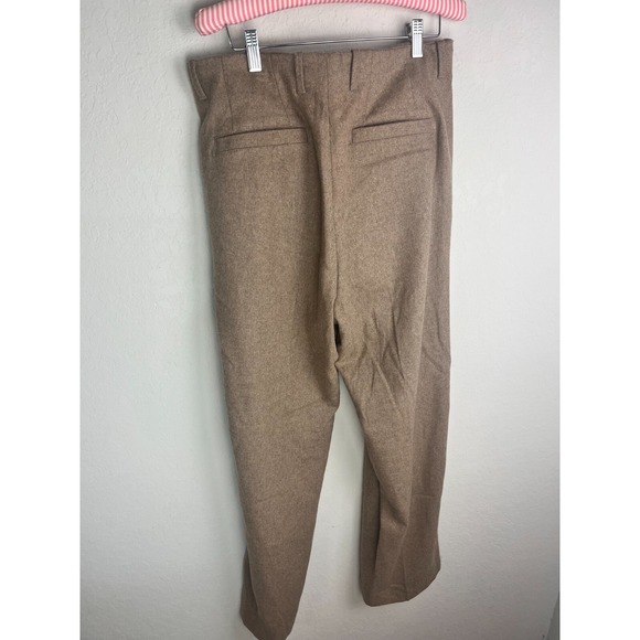 Zara Women's High Waisted Tan Brown Pleated Trousers Pants Workwear Office EUC - Picture 4 of 6